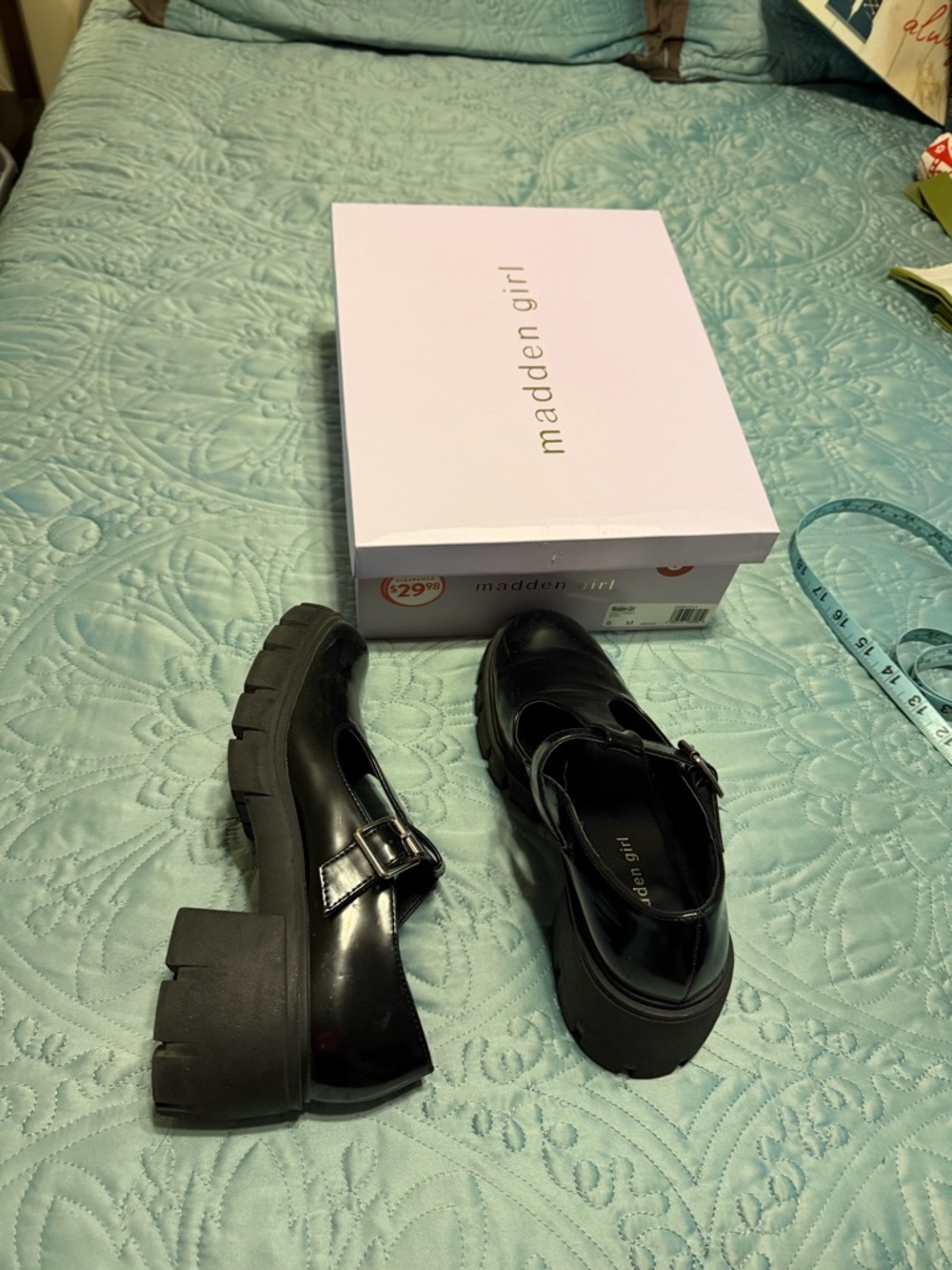 Madden Girl Black Patent Chunky Mary Jane Platforms